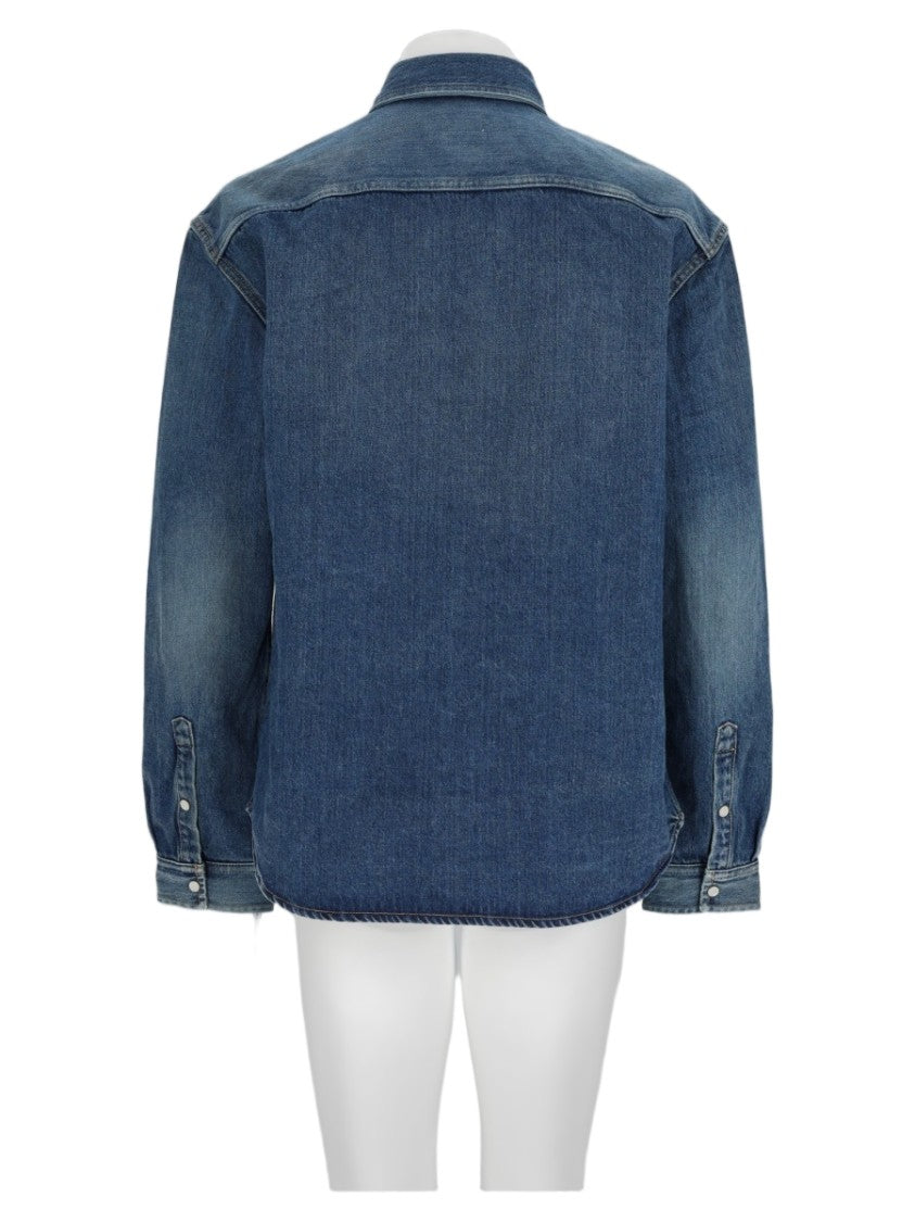 Saint Laurent Classic Distressed Button-Up Denim Shirt