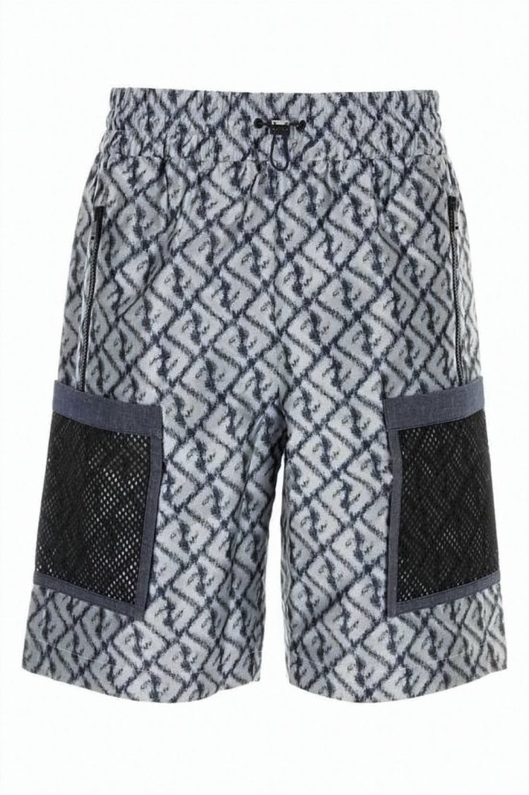 Fendi Geometric Patterned Shorts With Elastic Waistband And Mesh Pockets