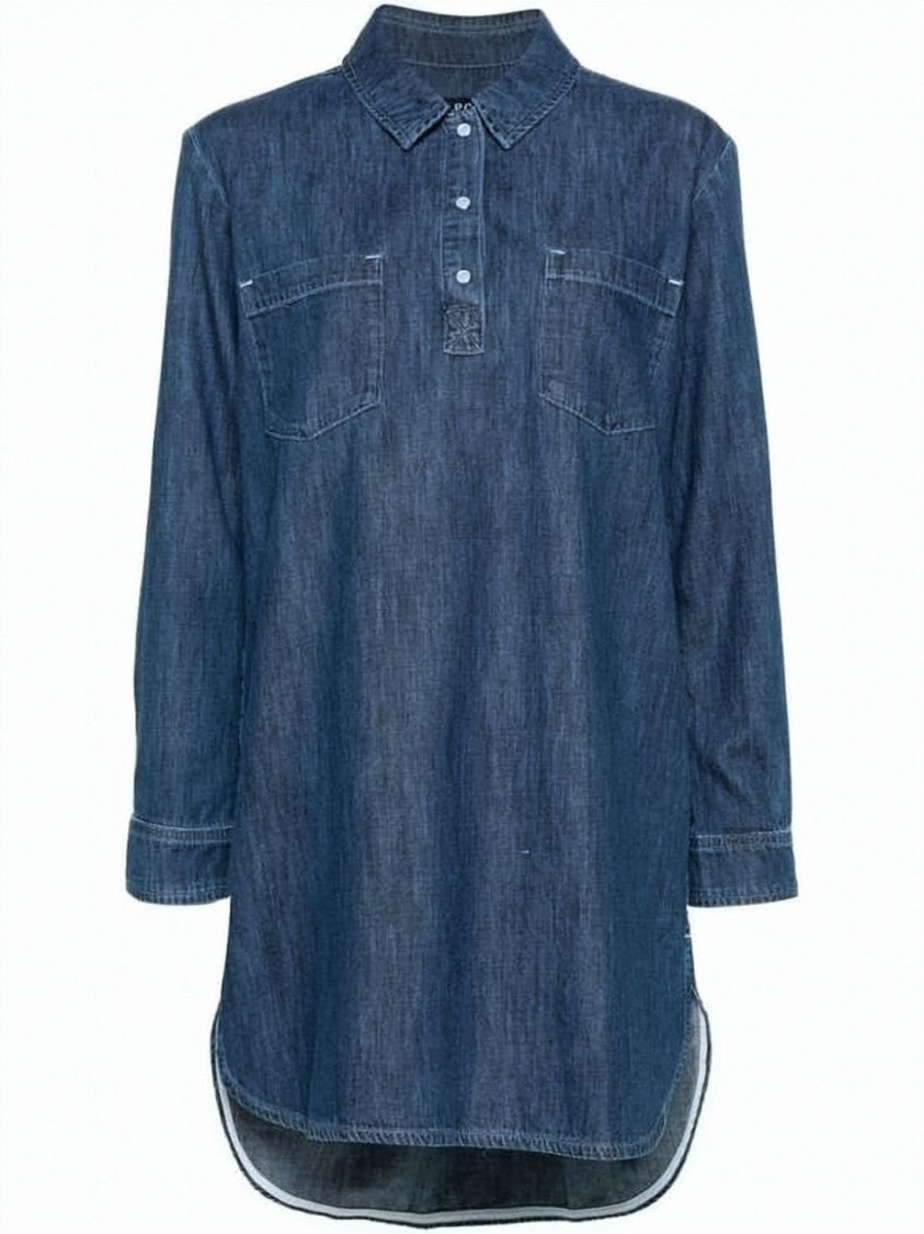 A.P.C. Relaxed Oversized Denim Dress With Classic Collar