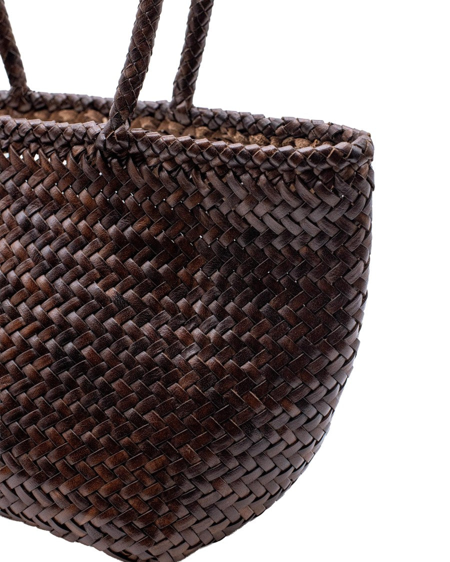 Dragon Diffusion Grace Basket Small Dark Brown Woven Buffalo Leather Tote Bag