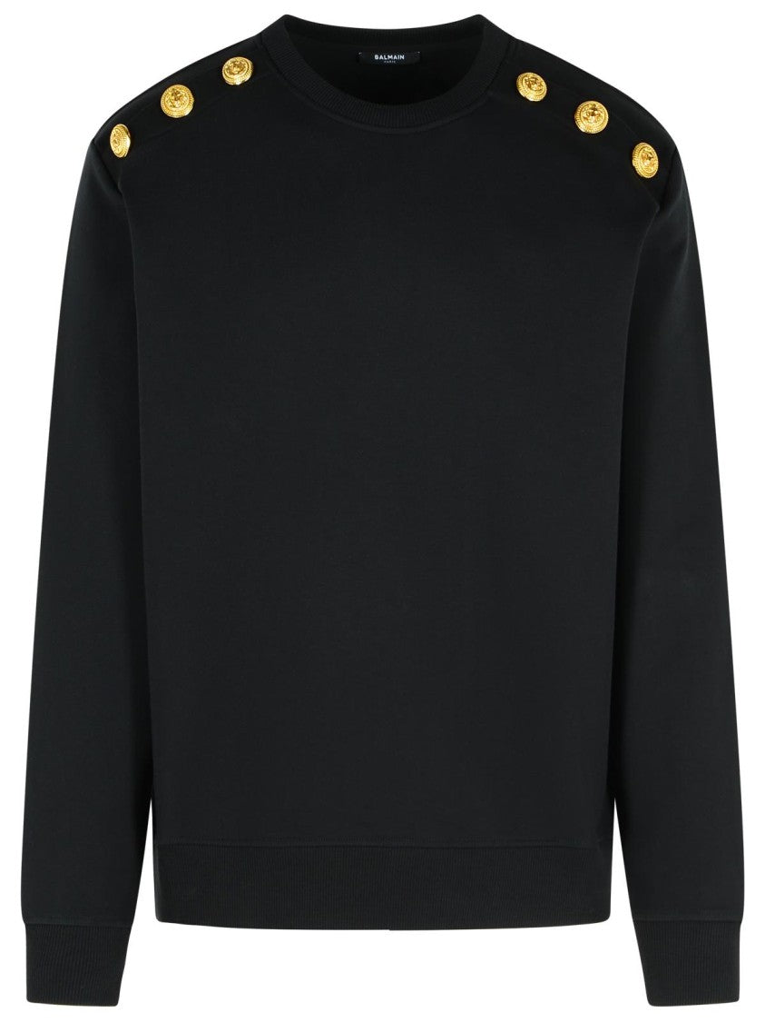 Balmain Black Cotton Sweatshirt