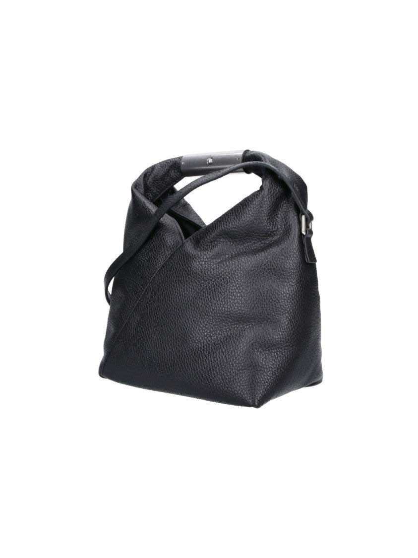 Mm6 By Maison Margiela Black Calf Leather Japanese Tote Bag