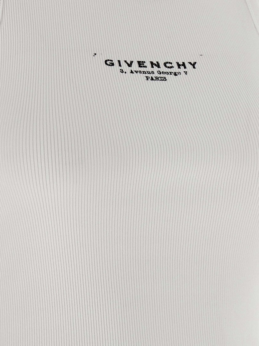 Givenchy Ribbed Cotton Sleeveless Top With Iconic Logo Print