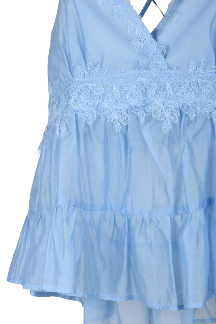 Ermanno Firenze Lyocell Blend Top - Light Blue