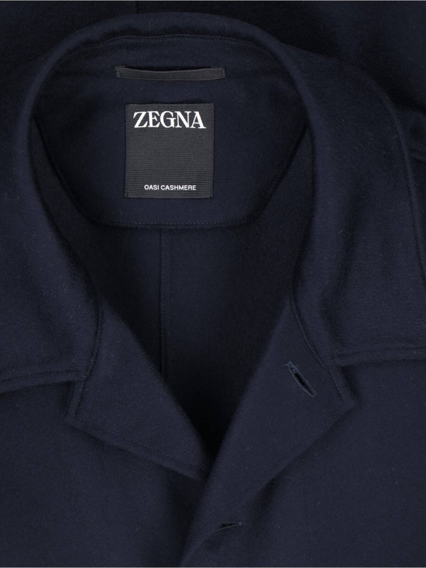 Zegna Navy Cashmere Shirt Jacket