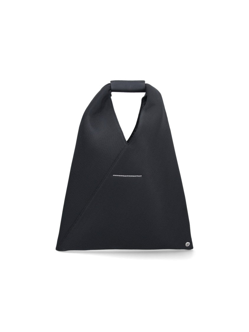 Mm6 By Maison Margiela Black Polyester Mesh Tote Bag With Leather Trims