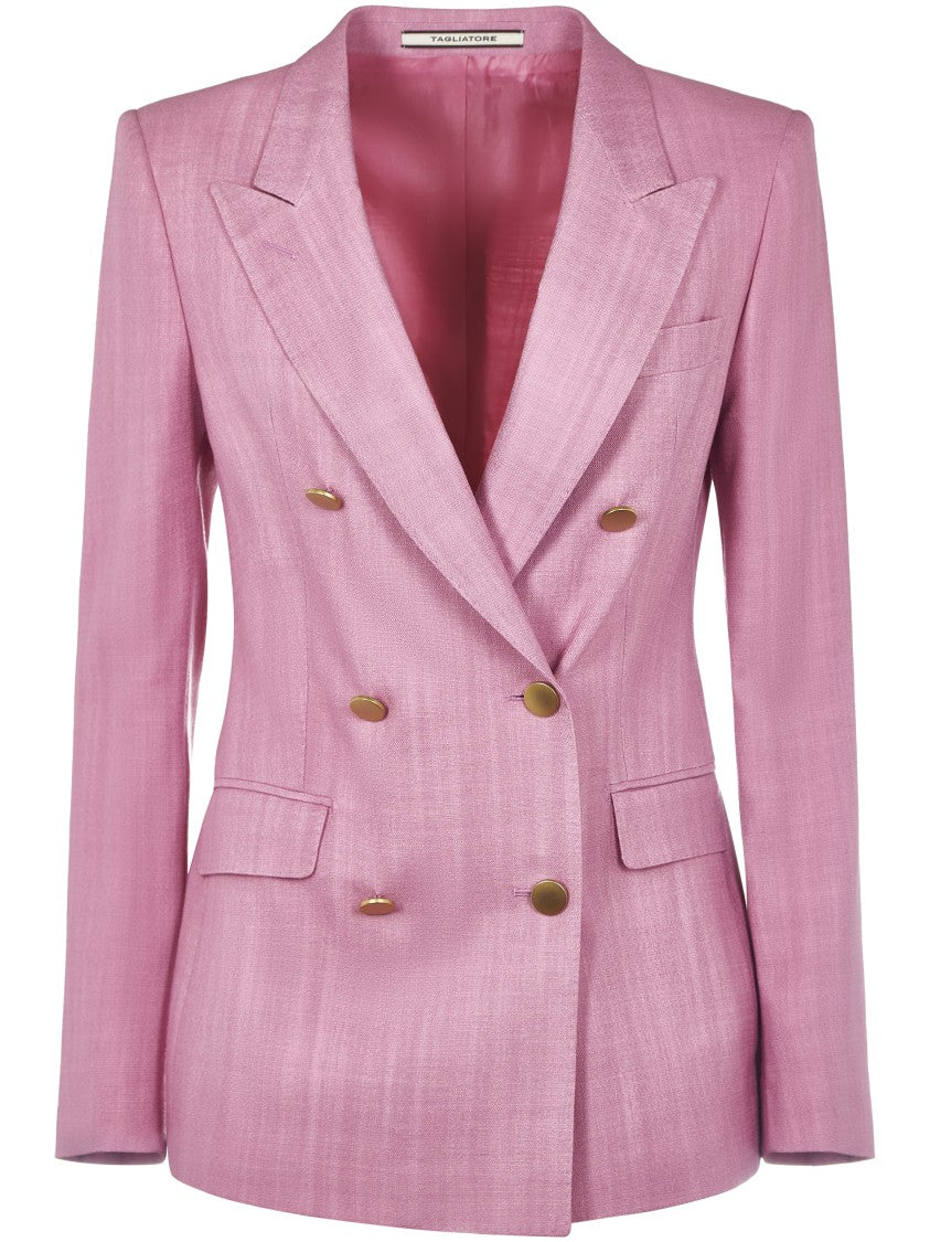 Tagliatore Double-Breasted Tailored Jacket With Gold-Tone Buttons