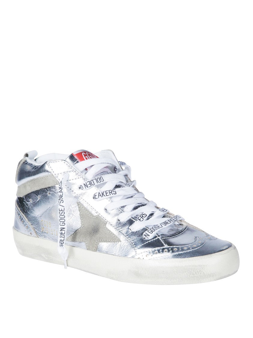 Golden Goose Mid Star Laminated Upper Spur Suede Star Sneakers
