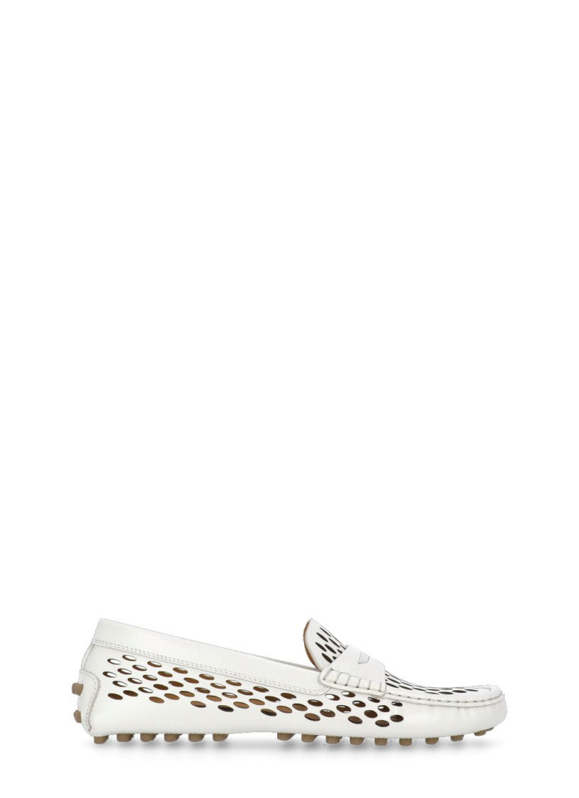 Tod's White Leather Loafers