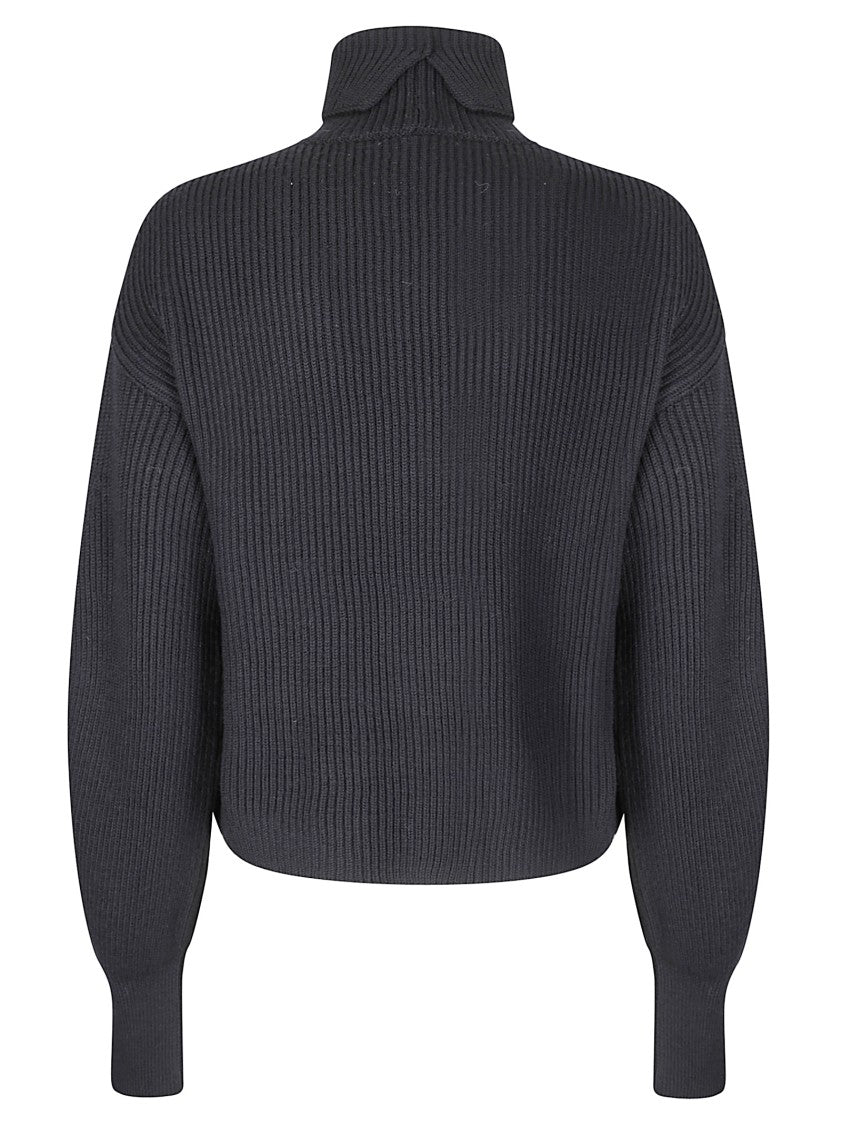 P.A.R.O.S.H. Cropped Sweater With High Collar And Balloon Sleeves