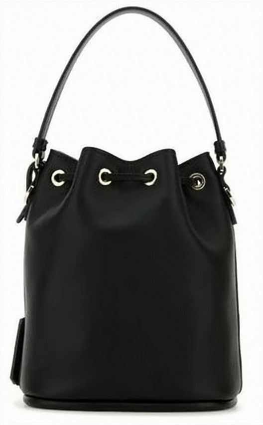 Prada Bucket-Style Smooth Leather Shoulder Bag With Drawstring Closure