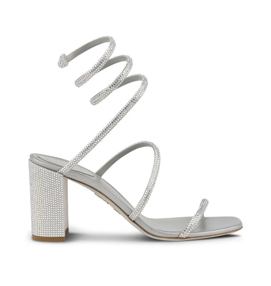 René Caovilla Cleo Crystal Grey Sandal 80