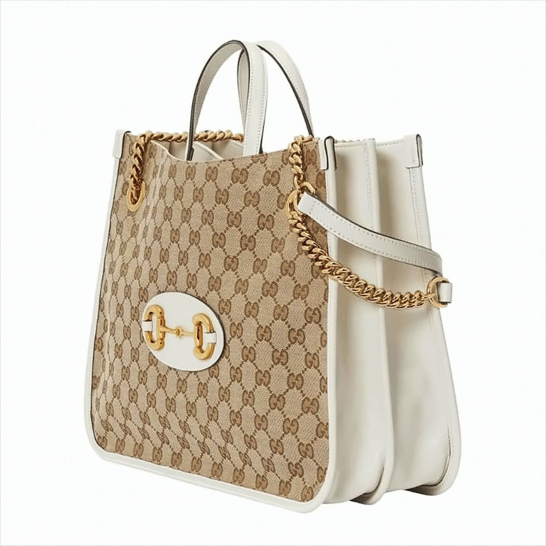 Gucci Monogram Canvas And Leather Medium Tote Bag With Horsebit Detail
