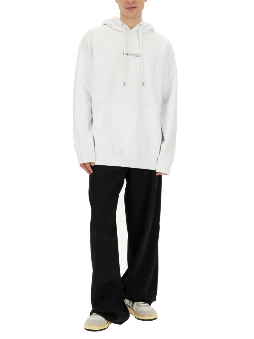 Lanvin Relaxed-Fit Hooded Sweatshirt With Subtle Embroidery