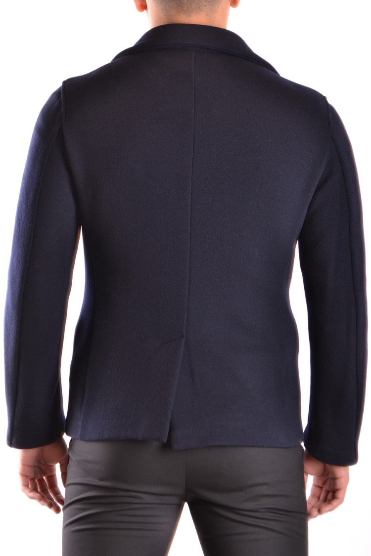 Armani Collezioni Navy Double-Breasted Jacket With Wide Lapel