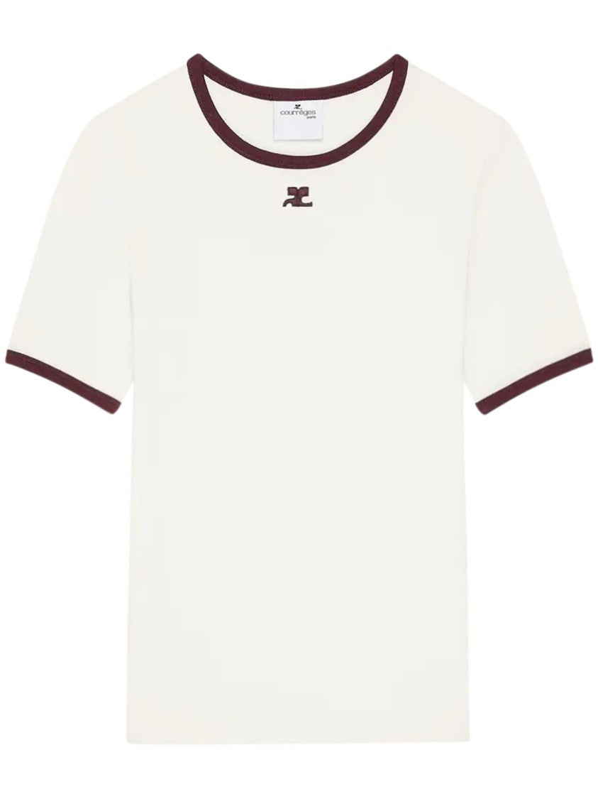 Courrèges Fitted Contrast Ribbed Neckline T-Shirt