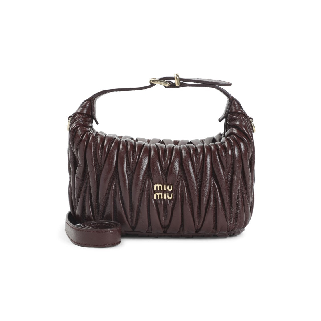 Miu Miu Burgundy Matelassé Lamb Leather Clutch