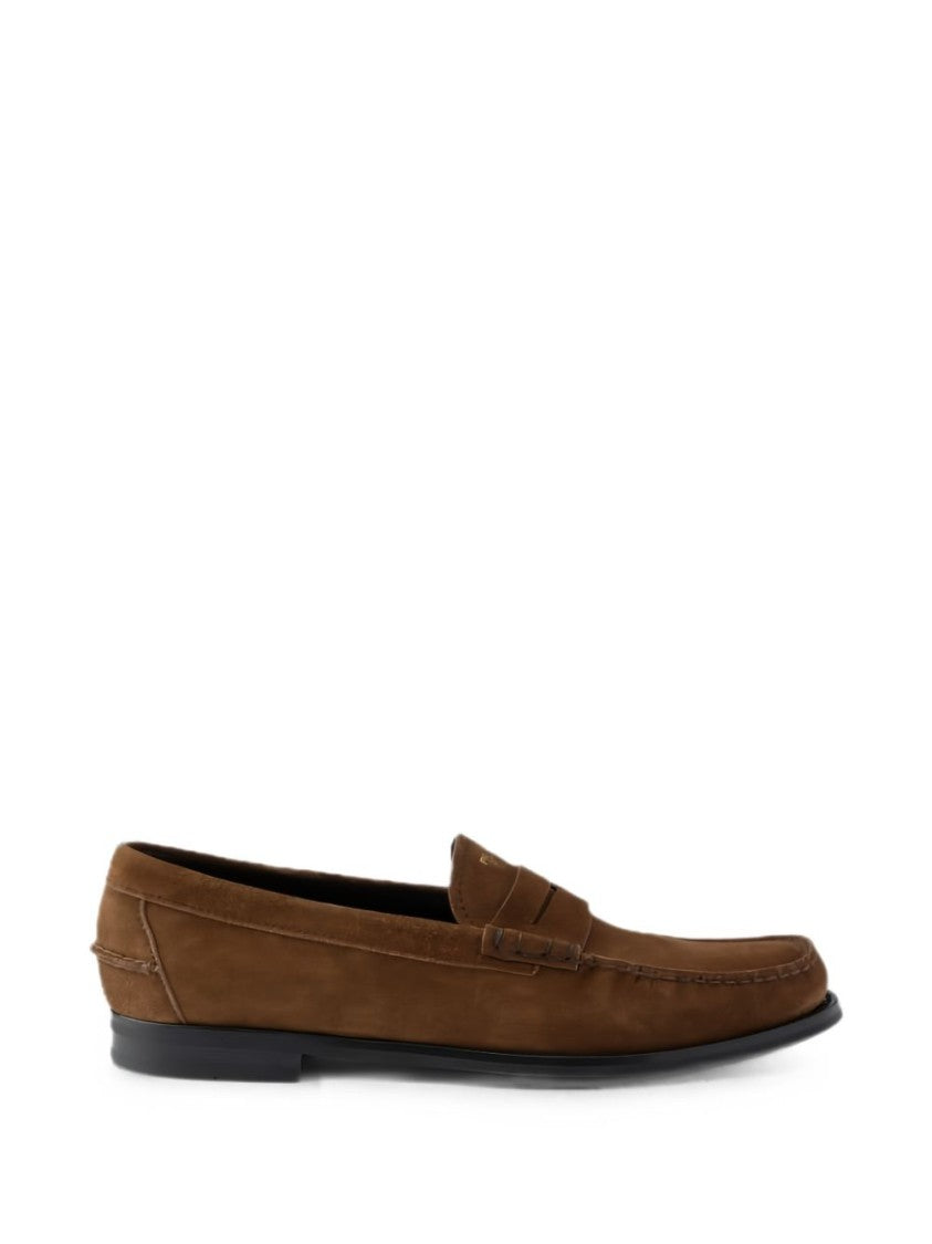 Prada Classic Embossed Logo Leather Loafers