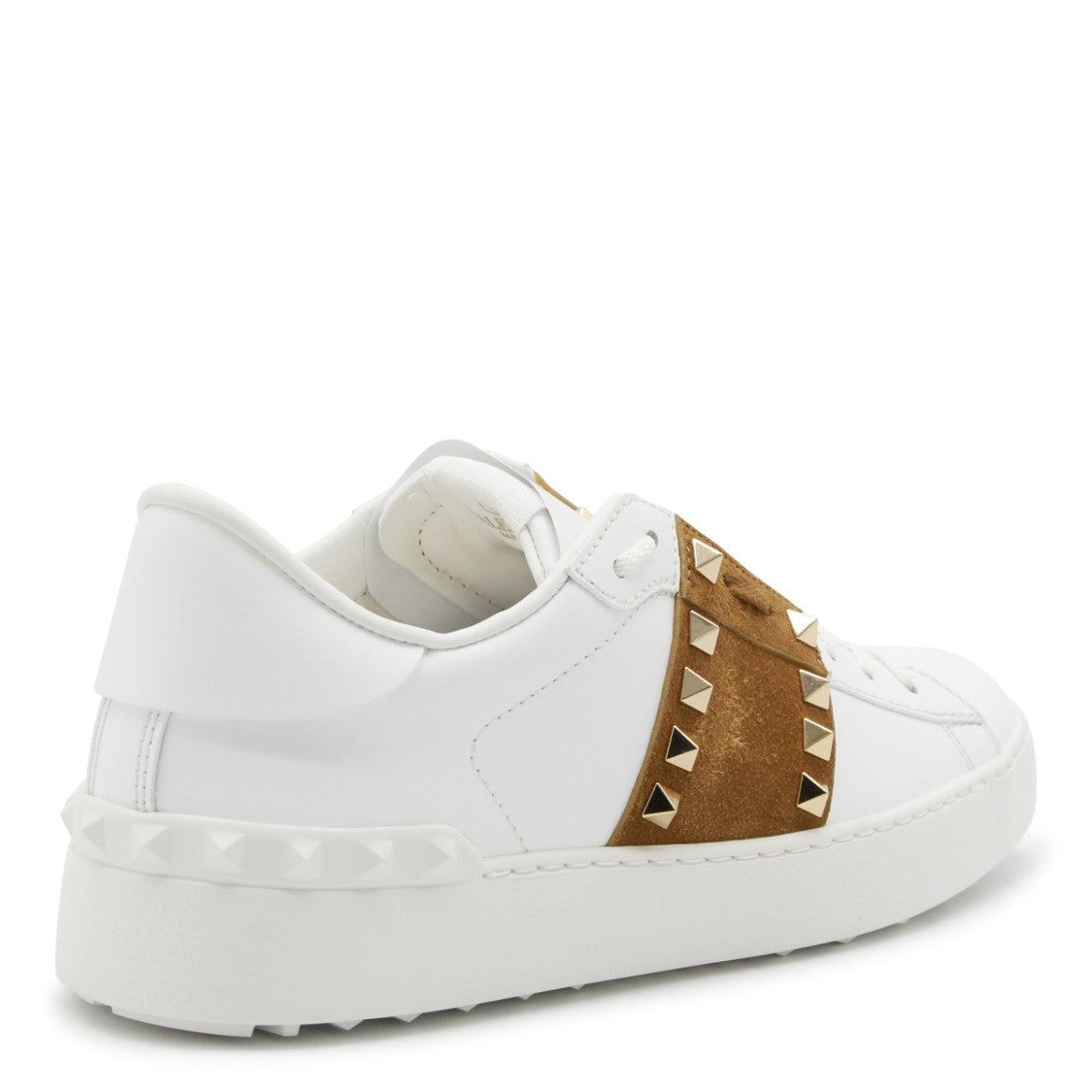 Valentino Garavani White Leather Stud Embellishments Sneakers