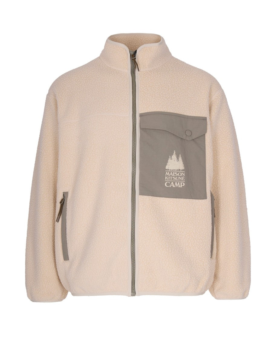 Maison Kitsuné Relaxed Fit Ecru Fleece Jacket
