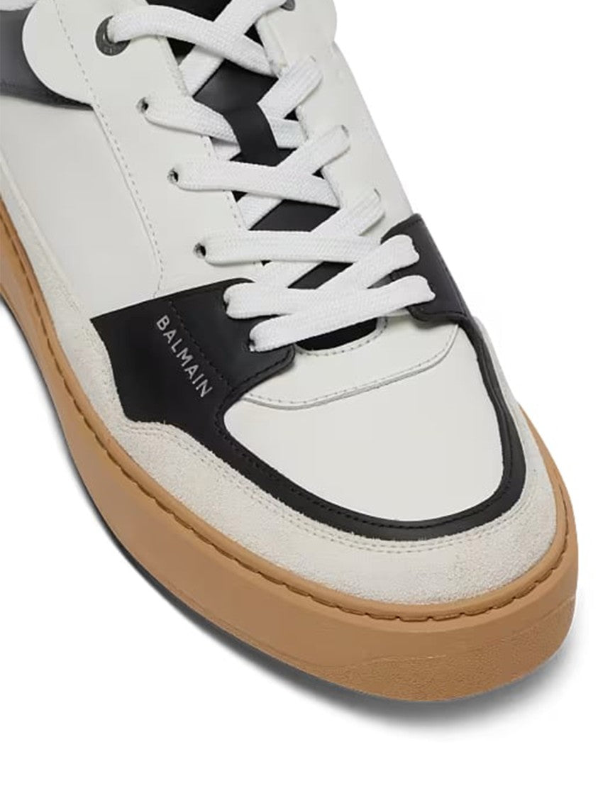 Balmain Tan Low Top B-Court Leather Sneakers