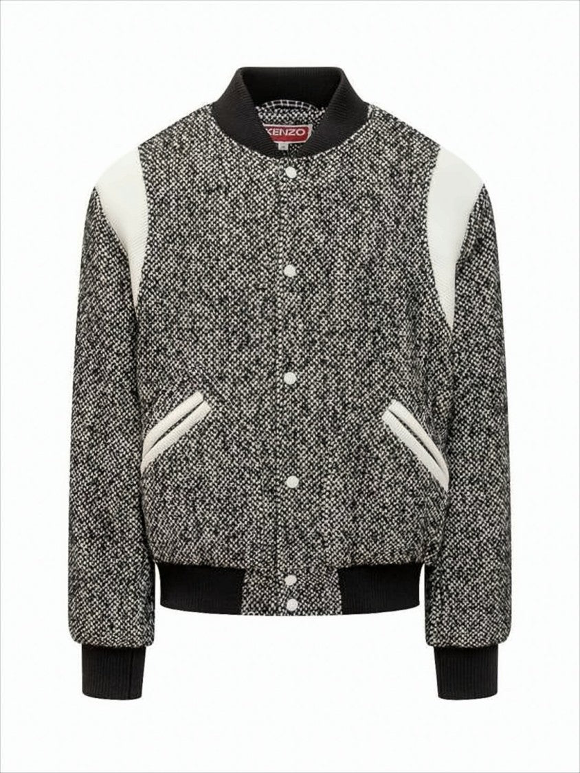 Kenzo Textured Bomber Jacket With Contrast Panels And Button-Up Closure