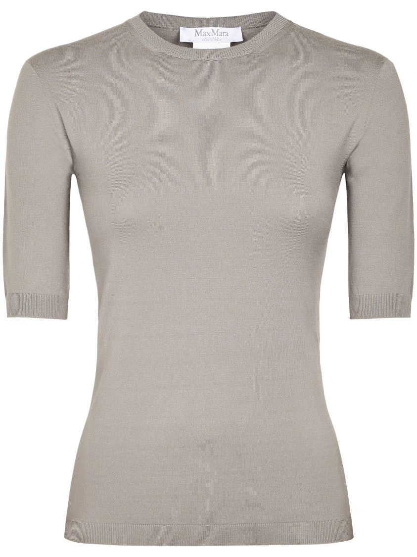 Max Mara Fitted Short-Sleeve Knit Top With Ribbed Details