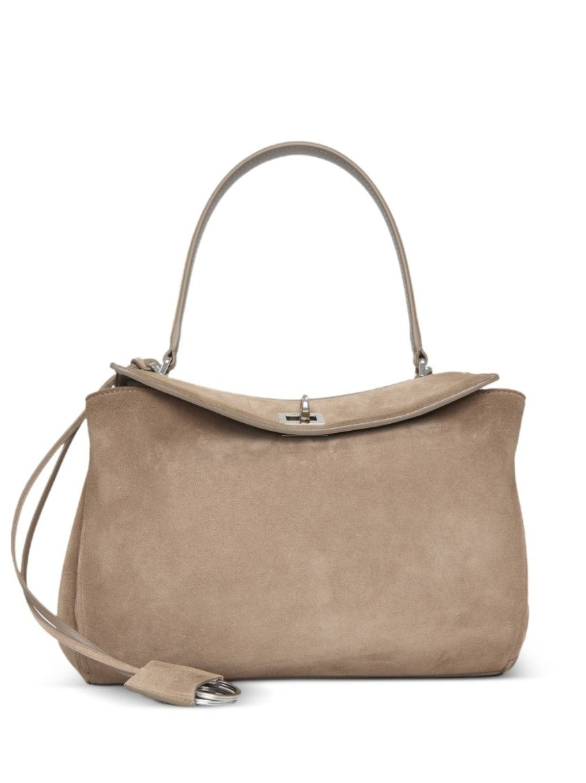 Balenciaga Structured Handbag In Smooth Taupe Calf Leather