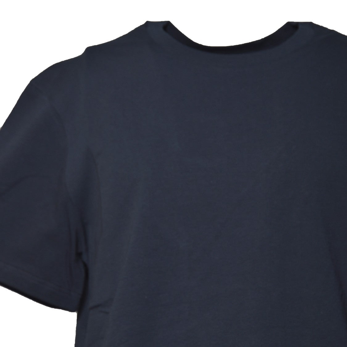 Jil Sander Blue Cotton T-Shirt With Leather Applique