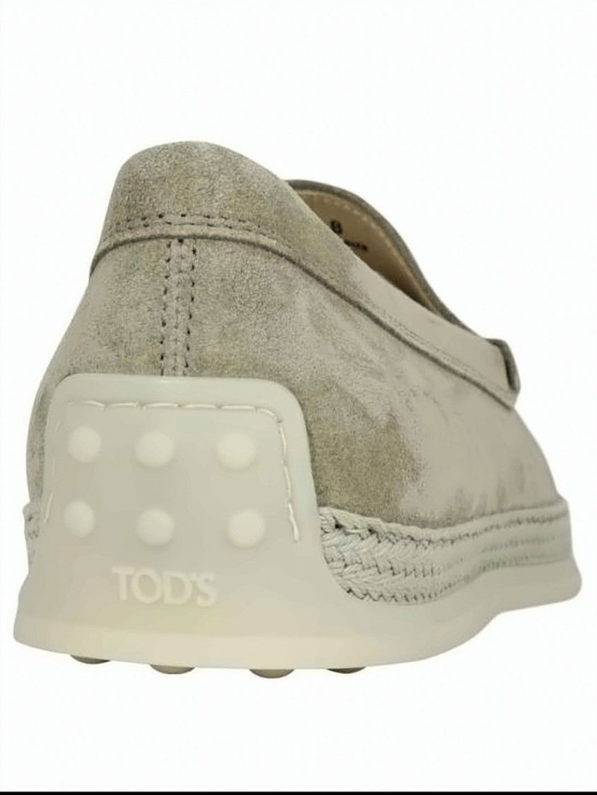 Tod's Suede Loafers With Rounded Toe And Textured Sole