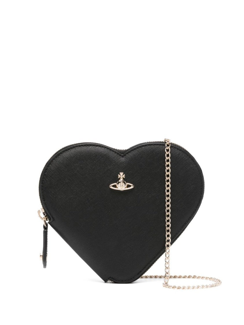 Vivienne Westwood Black Heart Shaped Textured Leather Bag