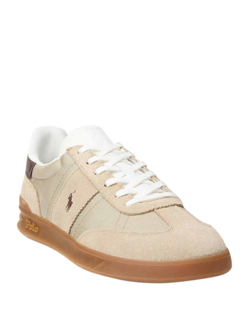 Polo Ralph Lauren Beige Low-Top Sneakers With Suede And Mesh Panels