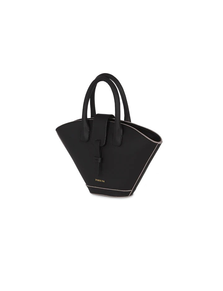 Paris64 Mini Tote-Inspired Black Leather Handbag