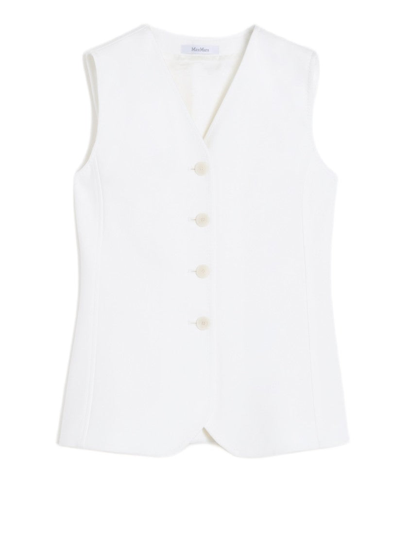 Max Mara Compact Viscose Jersey Vest With Monogram Jacquard Lining