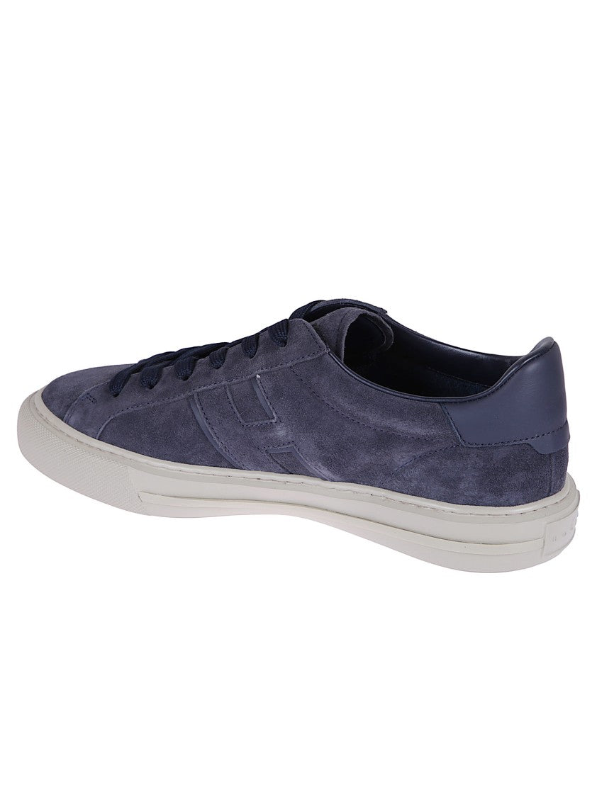 Hogan Blue Suede Low-Top Sneakers With Leather Accents