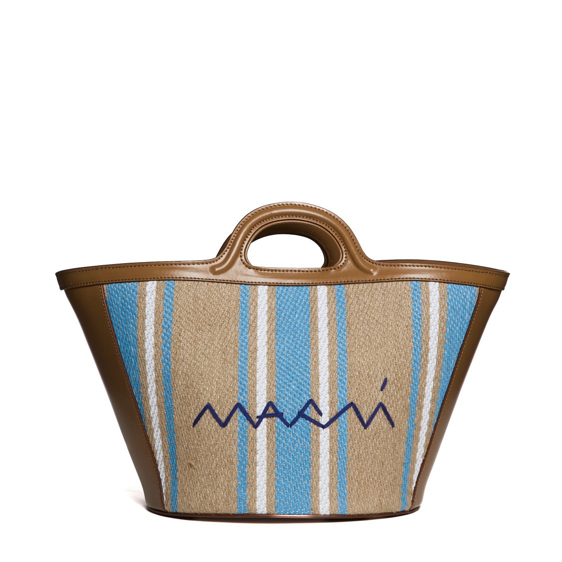 Marni Brown Leather And Raffia Tropicalia Small Bag