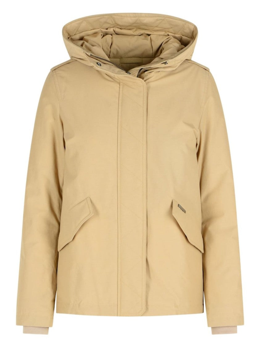 Woolrich Soft Cotton-Polyamide Blend Beige Jacket With Hood