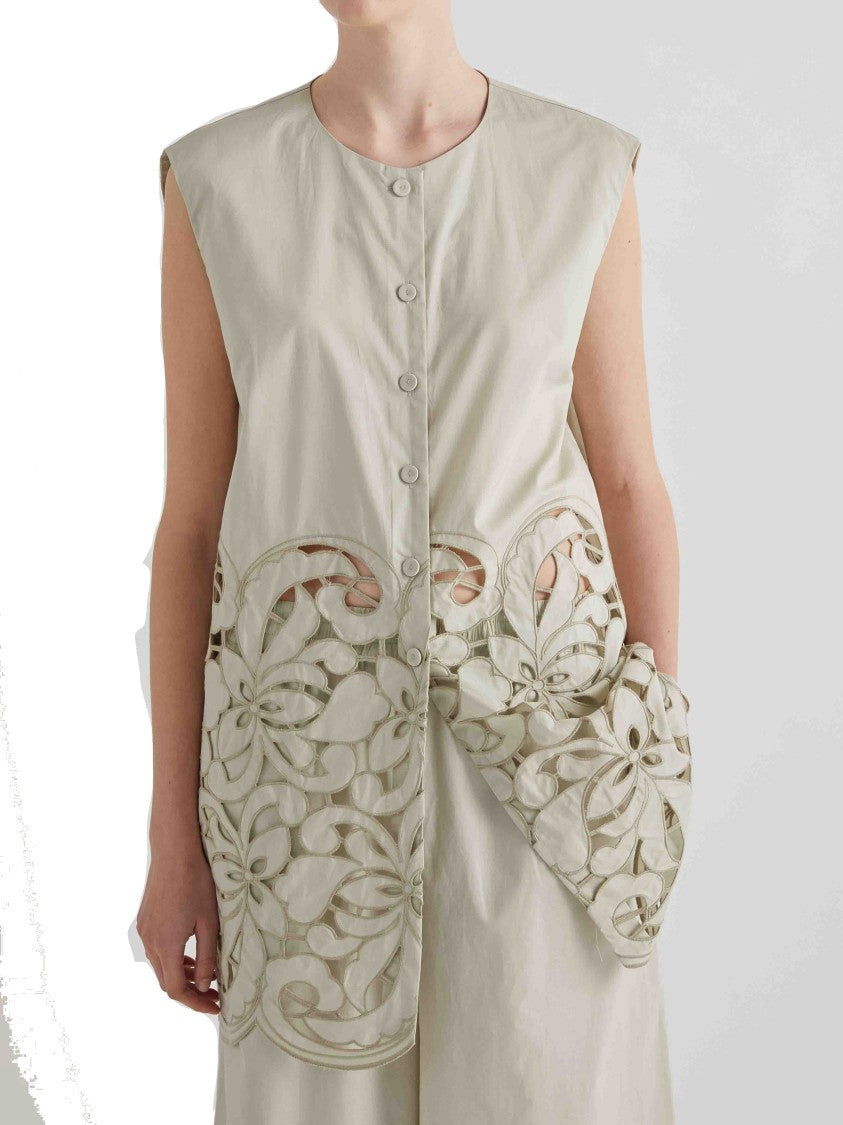 Meimeij Floral Embroidered Cotton Top
