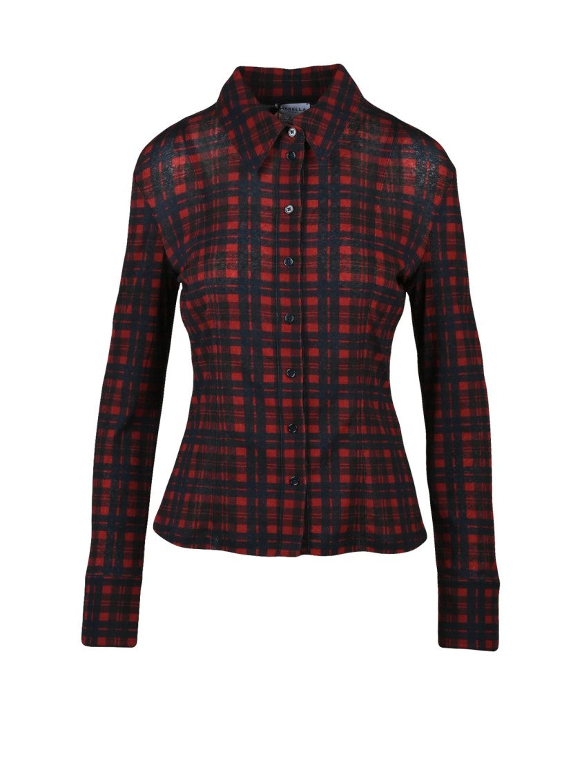 Marella Sport Dynamic Two-Tone Plaid Stretch Shirt