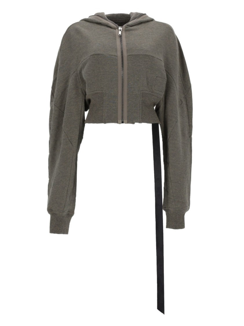 Drkshdw By Rick Owens Gimp Collage Cropped Front-Zip Cotton-Blend Sweatshirt