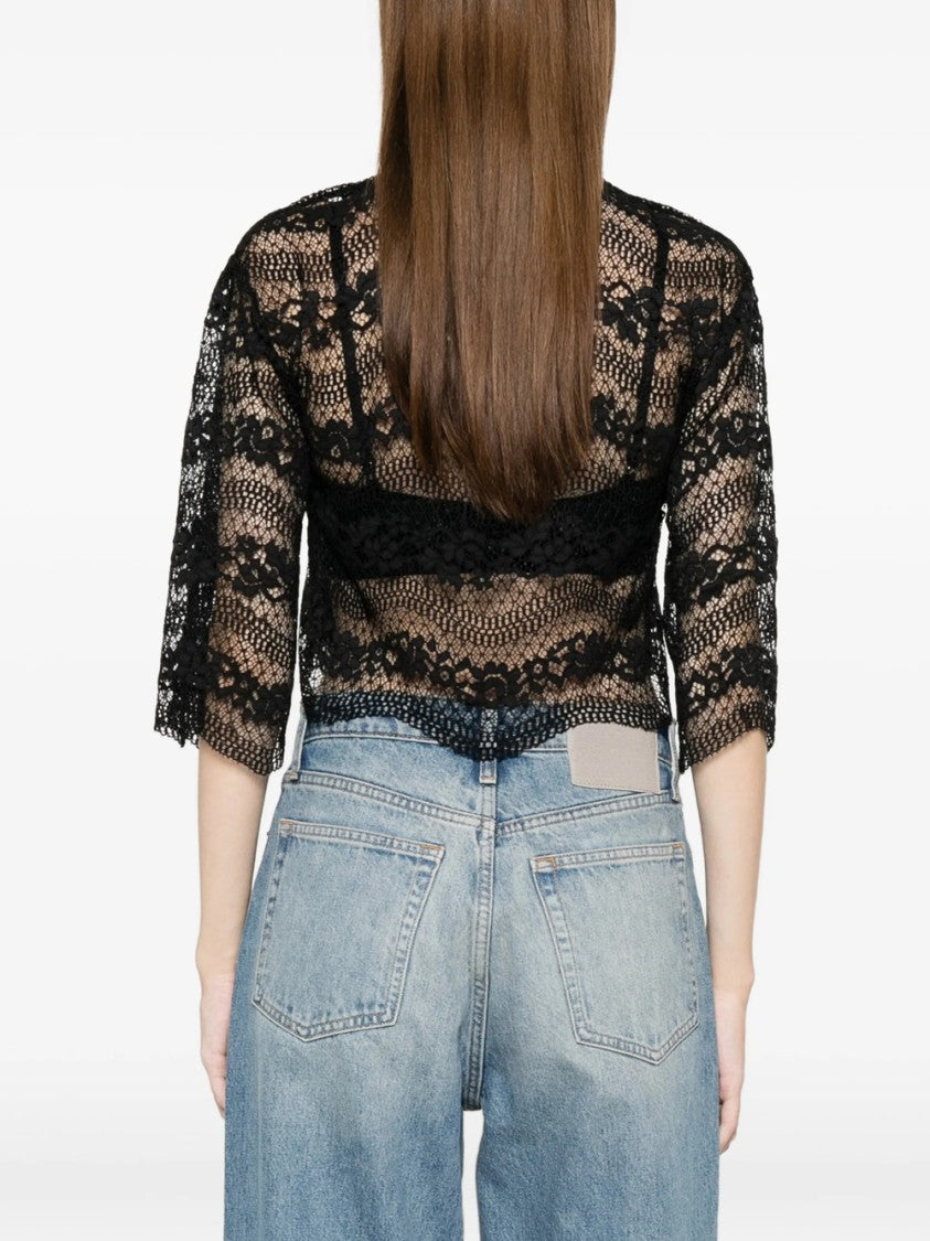 Twin-Set Macramé Blouse With 3/4 Sleeves