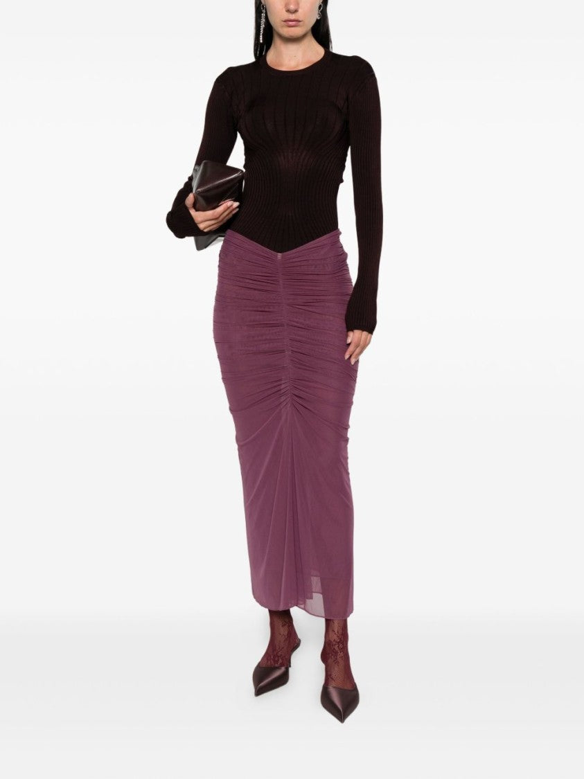 Mugler Ribbed Crew Neck Long-Sleeve Top