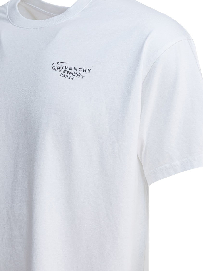Givenchy Cotton T-Shirt With Distressed Logo Prints
