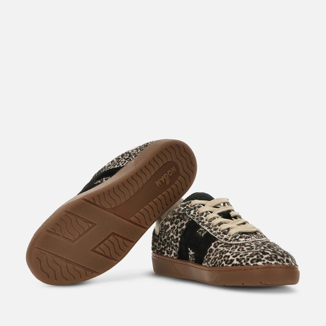 Hogan Leopard Print Textured Fur Sneakers