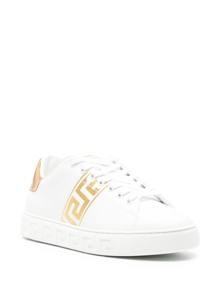 Versace Greca Motif Calf Leather Sneakers