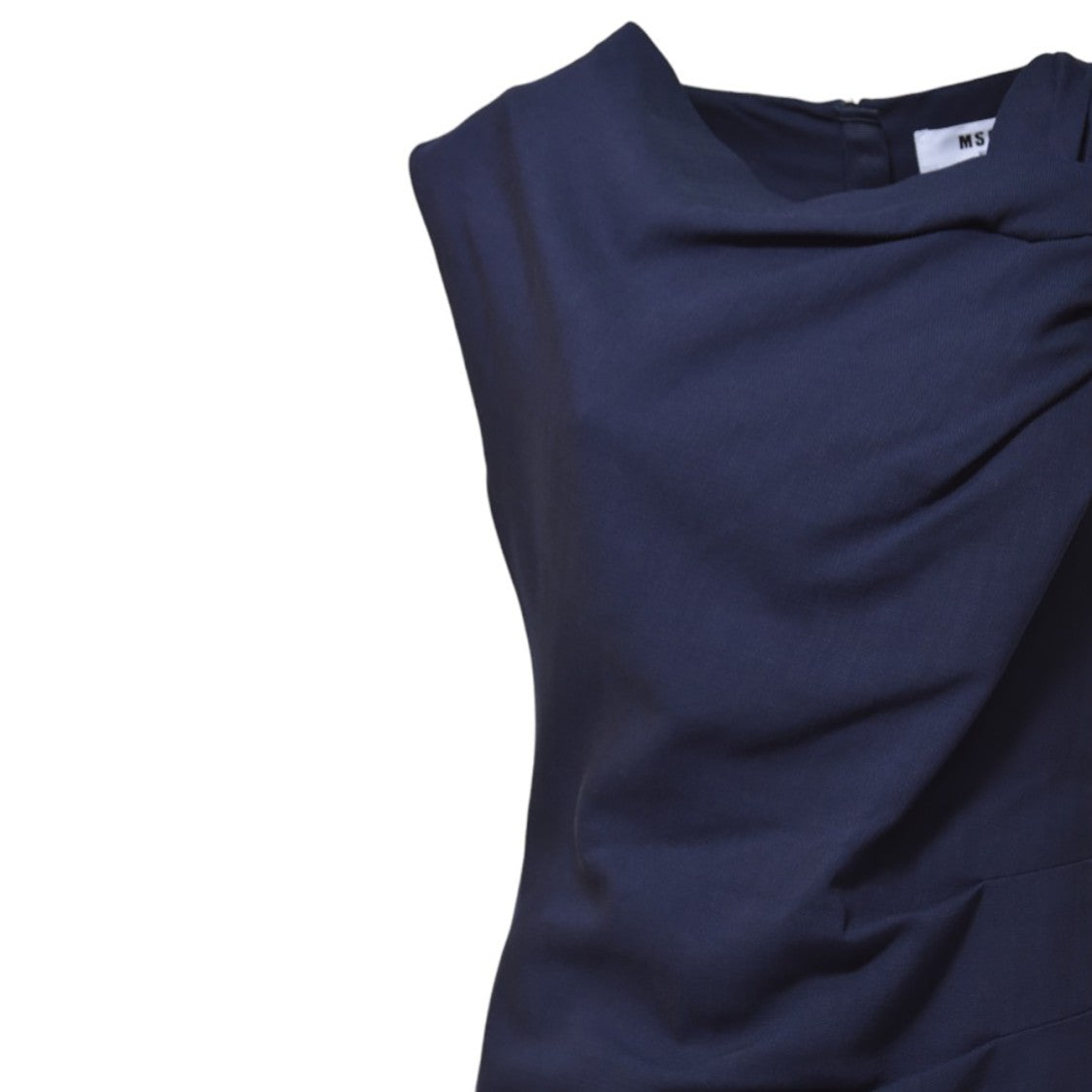 Msgm Blue Viscose Short Dress With Drape