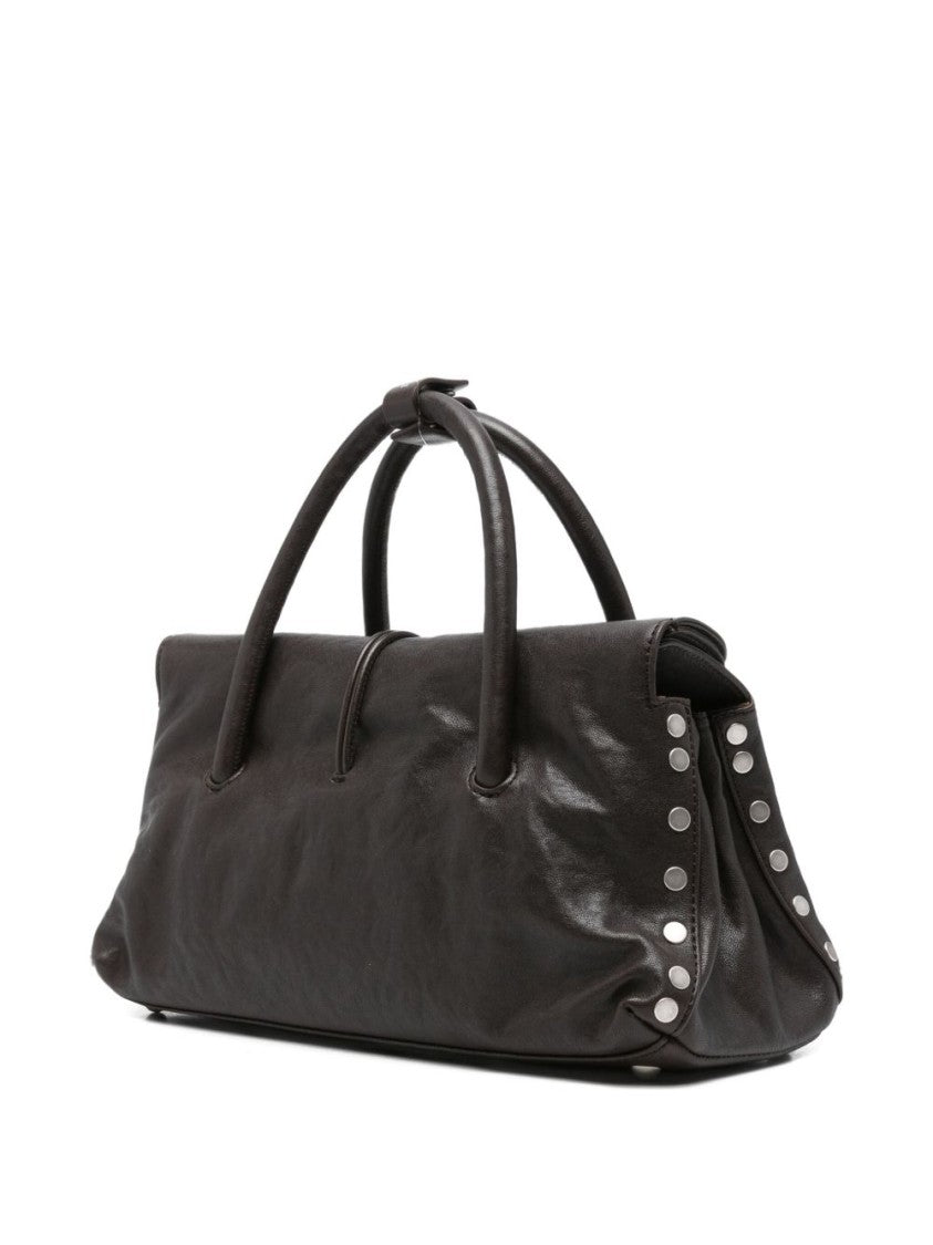 Zanellato Structured Brown Lamb Leather Shoulder Bag