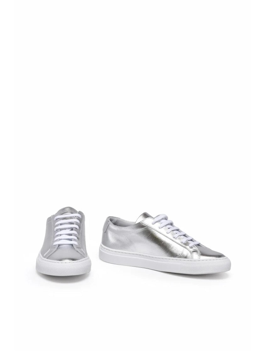 Woman By Common Projects Silver Achilles Metallic Leather Low-Top Sneakers