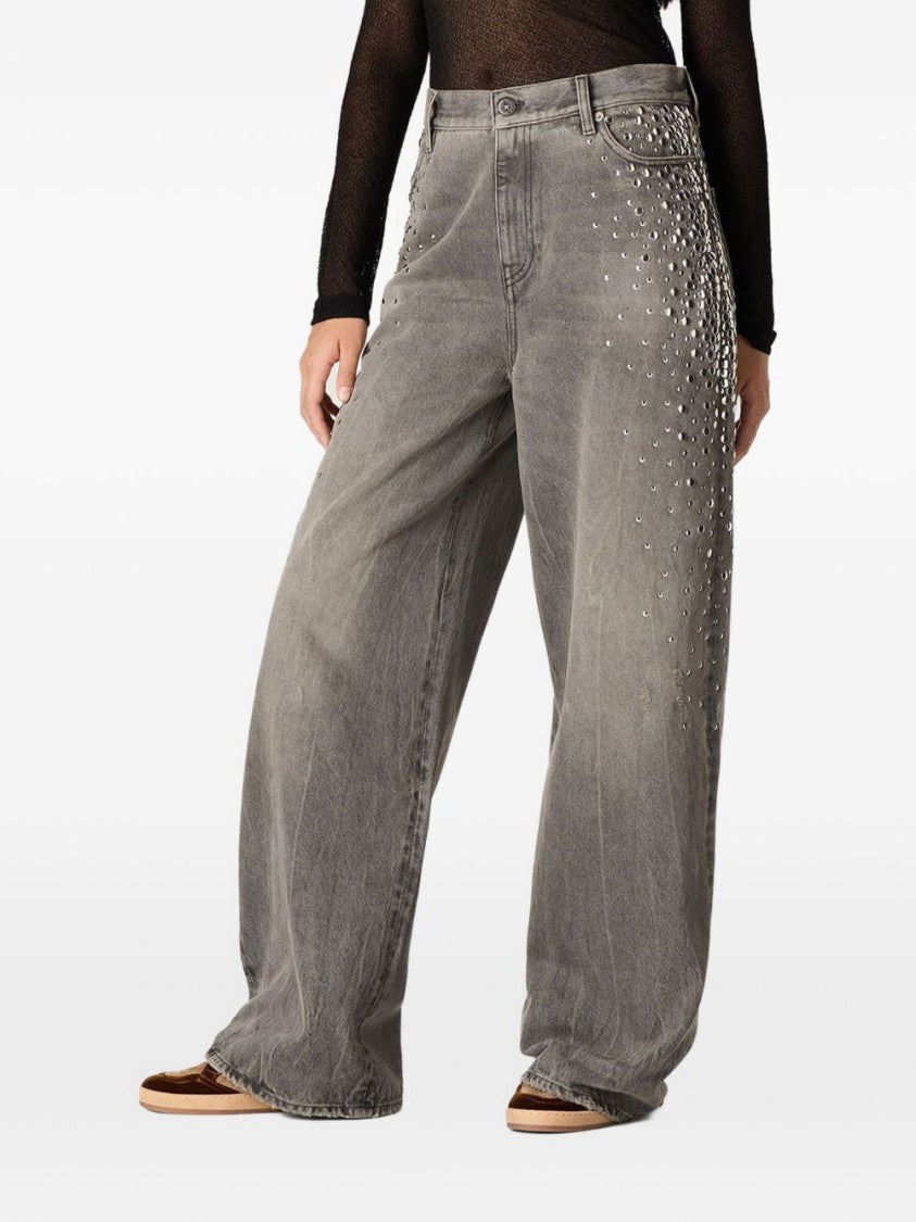 Golden Goose Grey Silk And Nylon Denim Jeans