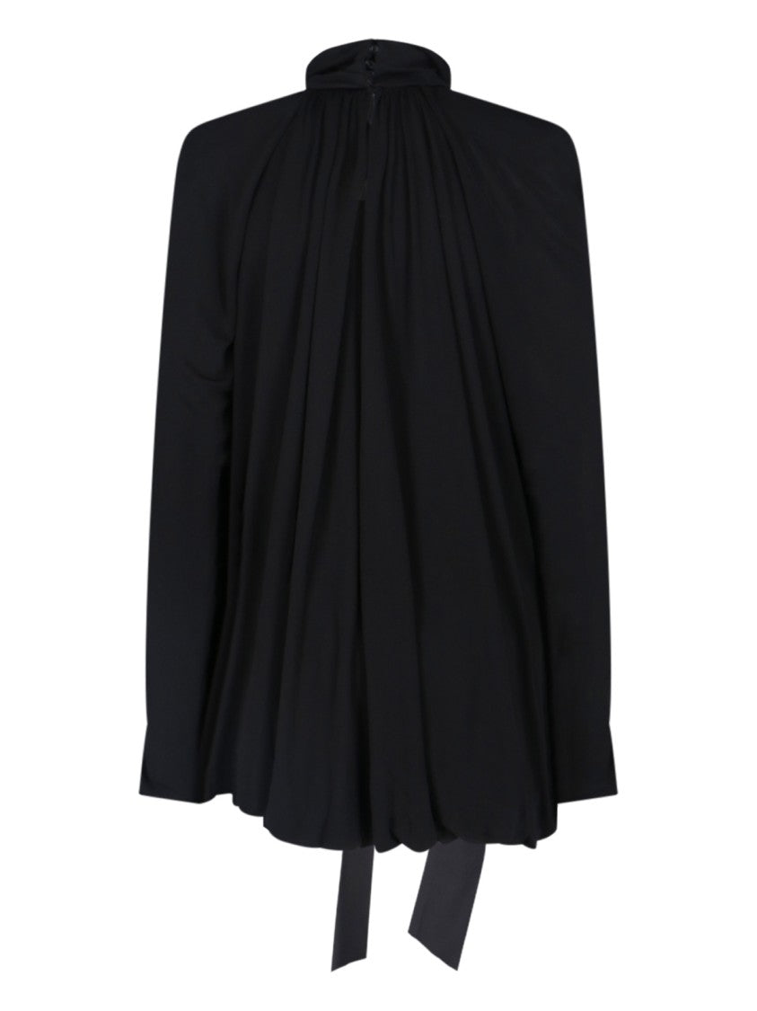 Saint Laurent Draped Mini Dress – Black